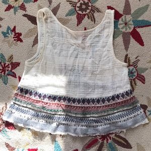 Cream Beaded Tank Top with Open Back